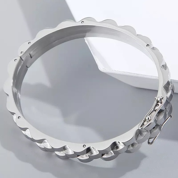 9mm Stainless Steel Cuff Bangle Unisex Bracelet - Picture 7 of 13